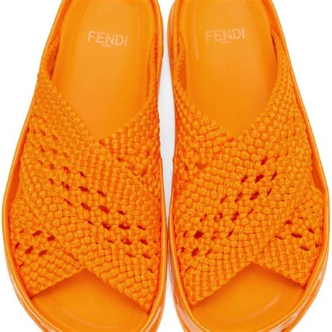 Fendi Reflection Crisscross Slide Sandals on SALE 